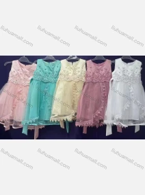 Wholesale Girls Lovely Sleeveless Lace Embroidered Floral Dress 2223#, LIUHUA CLOTHING WHOLESALE