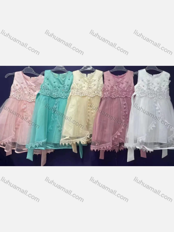 Wholesale Girls Lovely Sleeveless Lace Embroidered Floral Dress 2223#