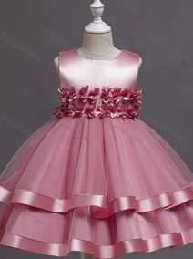 Wholesale Girls Lovely Sleeveless 3D Floral Tiered Dress A1315#, LIUHUA CLOTHING WHOLESALE
