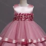 Wholesale Girls Lovely Sleeveless 3D Floral Tiered Dress A1315# preview