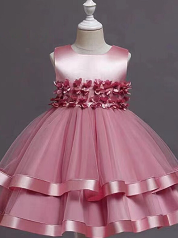 Girls Lovely Sleeveless 3D Floral Tiered Dress A1315#, Clothing Wholesale Market -LIUHUA, KIDS-BABIES