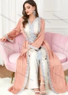 Wholesale Women's Arabic Muslim Islamic Embroidered Pearl Decor Dubai Robe Cardigan & Dress 2-piece Set 3226# - Liuhuamall