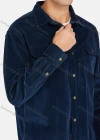 Wholesale Men's Casual Long Sleeve Snap Button Corduroy Shirt Jacket - Liuhuamall