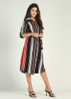 Wholesale Women's Casual Striped Lapel Long Sleeve Button Down Belted Midi Shirt Dress - Liuhuamall
