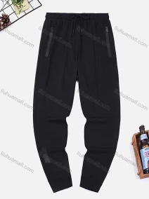 Wholesale Men's Athletic Plain Drawstring Zipper Pockets Quick Dry Breathable Pants, LIUHUA CLOTHING WHOLESALE