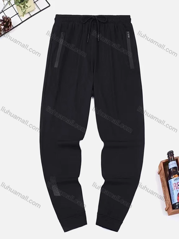 Wholesale Men's Athletic Plain Drawstring Zipper Pockets Quick Dry Breathable Pants