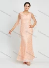 Wholesale Women's Glamorous Appliques V Neck Sleeveless Mesh Embroidery Rhinestone Maxi Mermaid Evening Dress - Liuhuamall