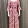 Wholesale Women's Casual Allover Flroal Print Lace Trim Tie Front 3/4 Sleeve Pleated Maxi Dress preview