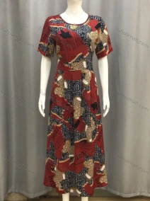 Wholesale Women's Casual Allover Letter Print Round Neck Short Sleeve Midi Dress, LIUHUA CLOTHING WHOLESALE