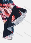 Wholesale Women's Summer Flower Print Crew Neck Asymmetrical Hem Ruffle Sleeve Top - Liuhuamall