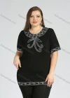 Wholesale Women's Plus Size Round Neck Short Sleeve Embroidery Casual Top - Liuhuamall