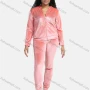 Wholesale Women's Casual Long Sleeve Rhinestone Metal Beads Suede Zipper Plain Hooded Jacket & Sweatpants Sets preview