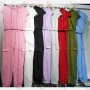 Wholesale Women's Casual Plain Cap Sleeve Crop Hoodies & Elastic Waist Pants Set preview