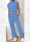 Wholesale Women's Casual Plain Cap Sleeve Crop Hoodies & Elastic Waist Pants Set - Liuhuamall
