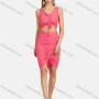 Wholesale Women's V Neck Solid Ruched Lace Up Slim Crop Top& Skirt Set preview