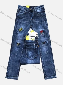 Wholesale Boys Casual Button Pockets Frayed Patched Labelled Embroidered Plain Jean 206#, LIUHUA CLOTHING WHOLESALE