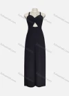 Wholesale Women's Sexy Plain Spaghetti Strap High Waist Twist Hollow Out Jumpsuit - Liuhuamall