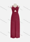 Wholesale Women's Sexy Plain Spaghetti Strap High Waist Twist Hollow Out Jumpsuit - Liuhuamall