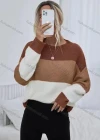 Wholesale Women's Round Neck Colorblock Pullover Sweater - Liuhuamall