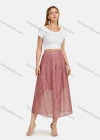 Wholesale Women's Elastic Waist Plaid Print Ruffle Hem Maxi Skirt - Liuhuamall