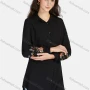 Wholesale Women's Casual Plain Collared Embroidery Button Down Curved Hem Long Sleeve Shirts preview