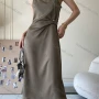 Wholesale Women's Casual Plain Twist Spaghetti Straps Midi Cami Dress SN1380# preview