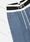 Wholesale Women's Casual Striped Elastic Waist Drawstring Ankle Length Wide Leg Jeans 3602# - Liuhuamall