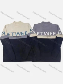 Wholesale Men's Casual High Neck Long Sleeve Colorblock Letter Print Knit Sweaters, LIUHUA CLOTHING WHOLESALE