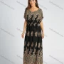 Wholesale Women's Casual Batwing Sleeve Vintage Print Ruffle Hem Peplum Maxi Dress preview