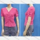 Wholesale Women's Casual V Neck Short Sleeve Drawstring Twist Knit Plain Tops 4# Clothing Wholesale Market Liuhua