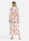 Wholesale Women's Casual Floral Print Long Sleeve Notched Neck Tie Front Midi Dress With Belt - Liuhuamall