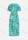 Wholesale Women's Casual Elegant Allover Print Ruffle Trim Short Sleeve Shirred Maxi Dress Y20042# - Liuhuamall