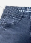 Wholesale Women's Casual Plain Ripped Rivets Multiple Pockets Frayed Raw Hem Jeans 4212# - Liuhuamall