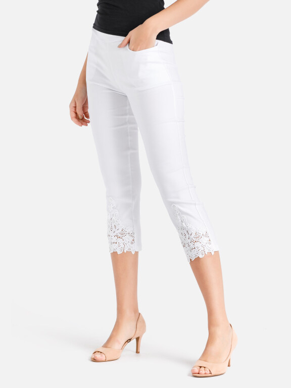 Women's Fall Lace Appliques Skinny Capris Pants, Clothing Wholesale Market -LIUHUA, Pants