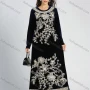 Wholesale Women's Elegant Velvet Sequin Embroidery Round Neck Long Sleeve Maxi Dress preview