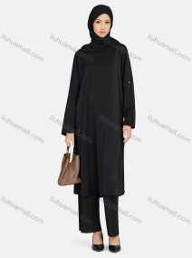 Wholesale Women's Casual Plain Long Sleeve Slit Side Midi Dress 1348#, LIUHUA CLOTHING WHOLESALE
