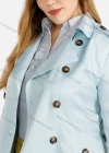 Wholesale Women's Plus Size Lapel Double Breasted Belted Plain Trench Coat - Liuhuamall
