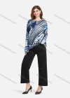 Wholesale Women's Casual Allover Abstract Print Round Neck Long Sleeve Loose Fit Mid Length Blouse - Liuhuamall
