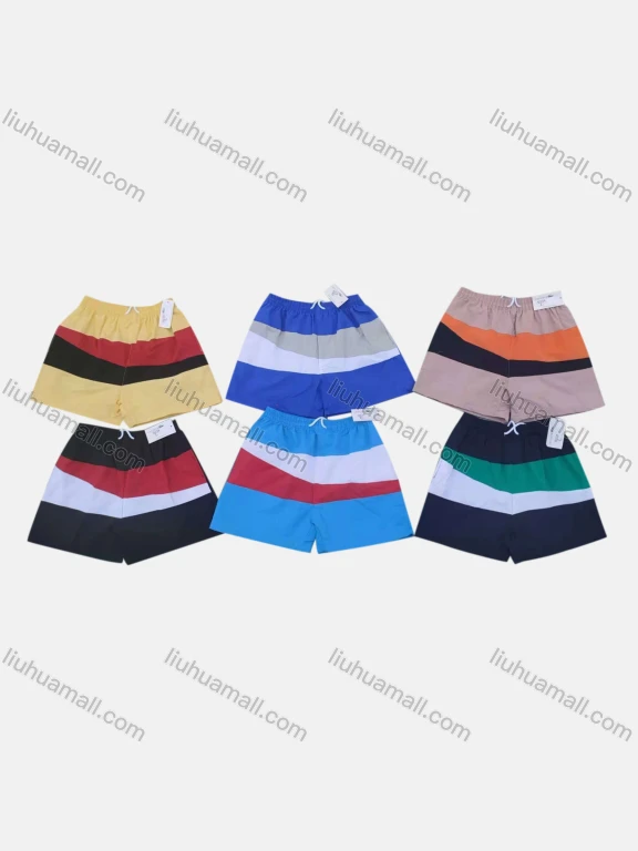 Wholesale Men's Swim Trunks Quick Dry Colorblock Drawstring Beach Shorts