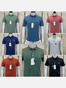 Wholesale Men's Casual Short Sleeve Embroidery Label Button Front Polo Shirts, LIUHUA CLOTHING WHOLESALE