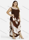 Wholesale Women's Plus Size Round Neck Sleeveless Tie Dye Maxi Tank Dress - Liuhuamall