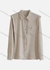 Wholesale Women's Casual Long Sleeve Collared Button Down Flap Pockets Plain Shirts 142463# - Liuhuamall