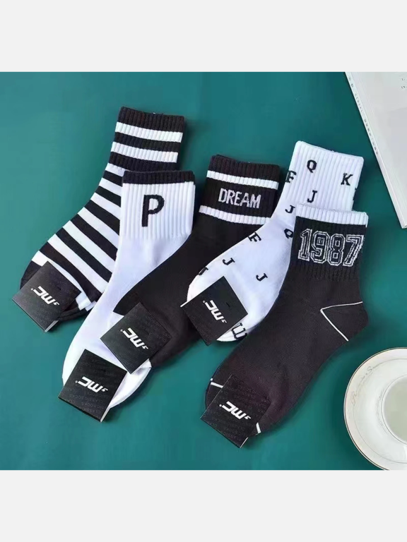 Men's Casual Number Striped Print Mid-calf Socks 10 Pairs, Clothing Wholesale Market -LIUHUA, MEN, Sleepwear