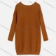 Wholesale Women's Plain Casual Round Neck Ribbed Rhinestone Decor Long Sleeve Knee Length Sweater Dress 9151# Chocolate Clothing Wholesale Market Liuhua