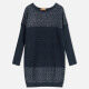 Women's Plain Casual Round Neck Rhinestone Decor Long Sleeve Knee Length Sweater Dress 9151# Navy Clothing Wholesale Market -LIUHUA