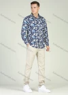 Wholesale Men's Casual Button Down Long Sleeve Allover Print Shirt - Liuhuamall