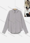 Wholesale Women's Casual Collared Button Down Plain Satin Chiffon Curved Hem Shirt 630# - Liuhuamall