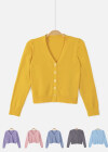 Wholesale Women's Causal V Neck Button Down Plain Knit Cardigan - Liuhuamall