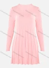 Wholesale Women's Round Neck Long Sleeve Pleated Short Sweater Dress - Liuhuamall