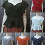 Wholesale Women's Casual Sweetheart Neck Butterfly Sleeve Button Peplum Tops FR2105# preview